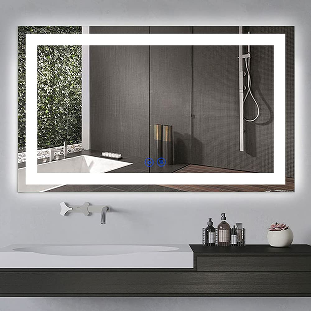 DECORAPORT 60 x 36 Inch LED Bathroom Mirror with Lights - Dimmable Smart Bluetooth Vanity Mirror with Anti-Fog Technology - Perfect for Makeup, Shaving & Home Decor