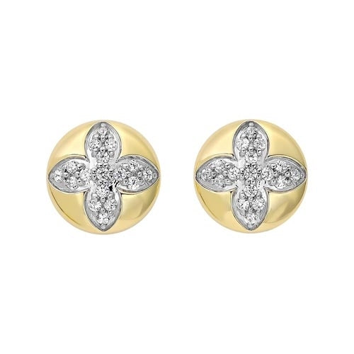 1/4ctw Yellow Gold Diamond Medallion Flower Button Stud Earrings - Perfect for Weddings, Parties & Everyday Elegance