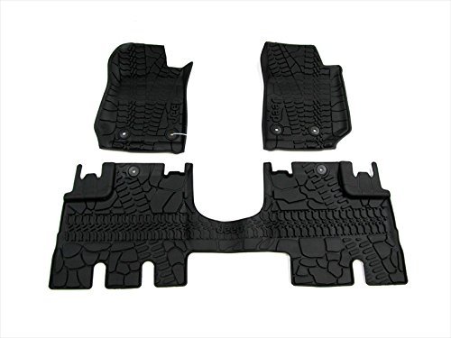 Genuine Mopar OEM All-Weather Rubber Floor Mats for 2014-2015 Jeep Wrangler JK Unlimited RHD - Heavy Duty Slush Mats for Off-Road & Winter Driving