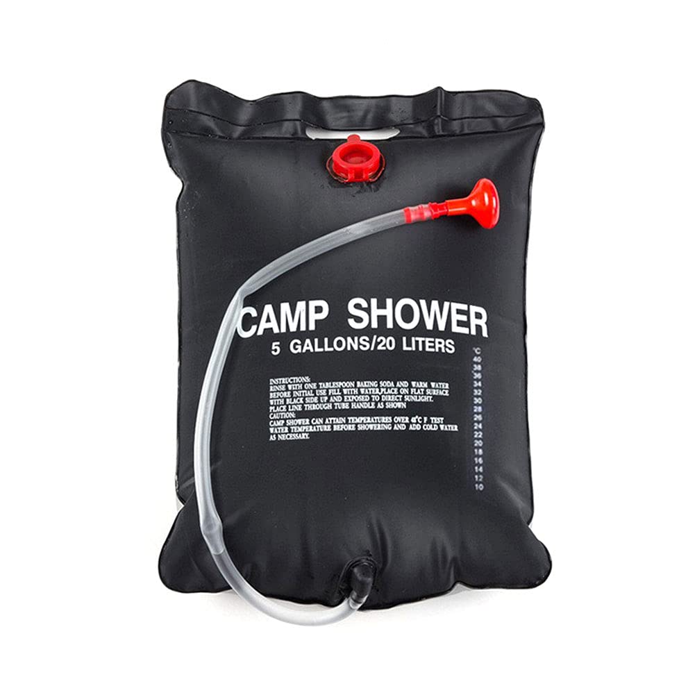 Portable Outdoor Solar Shower Bag 5 Gallons/20L with Removable Hose & Shower Head - Camping, Hiking, Beach, RV, Emergency Use - Ideal for Summer Travel & Outdoor Adventures