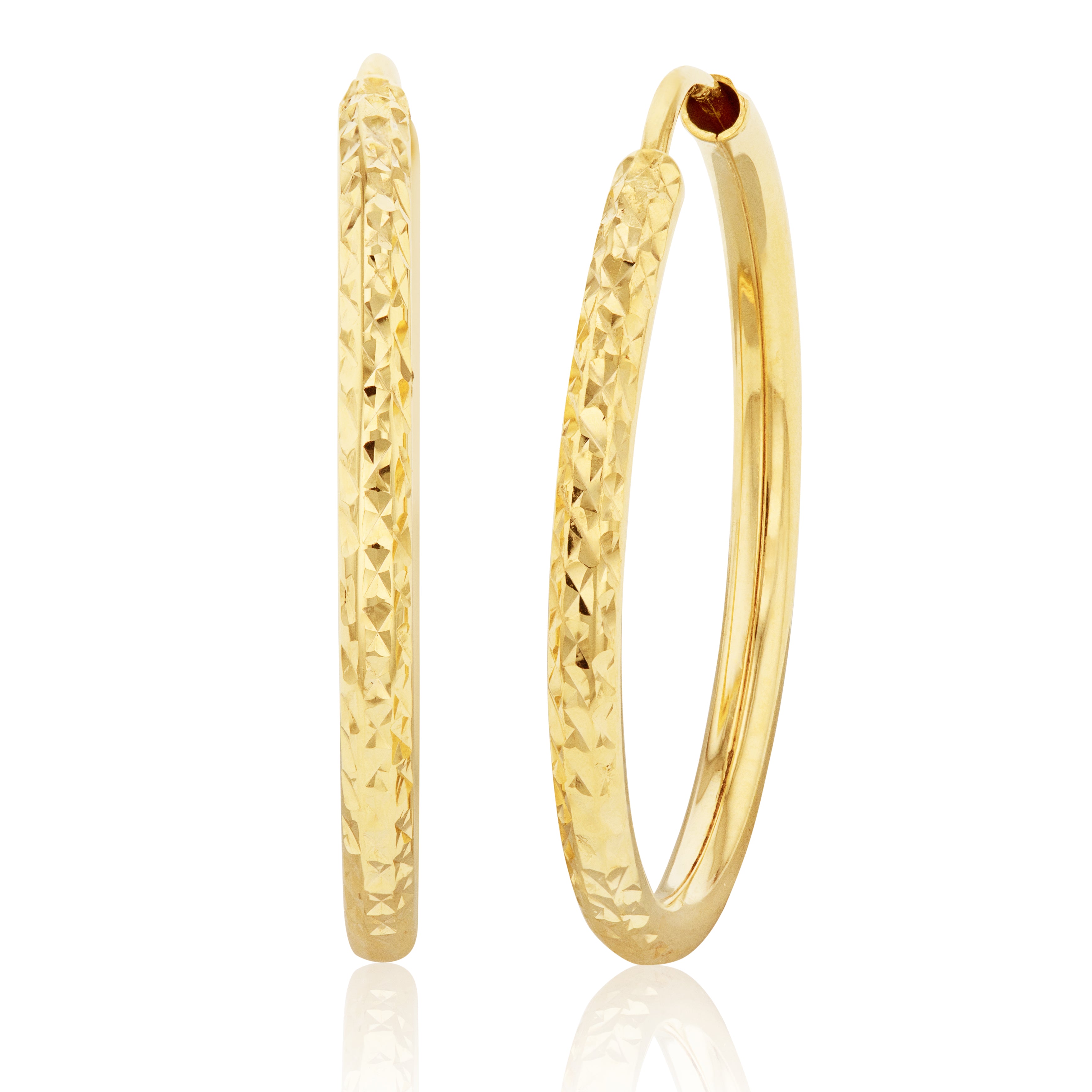 9ct Silver Filled Yellow Gold Diamond Cut 20mm Sleeper Earrings for Women - Hypoallergenic Hoop Earrings for Everyday Wear, Gift for Her, Sleep & Comfort
