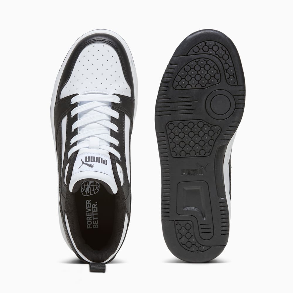 PUMA Kids' Rebound V6 Basketball Shoes - White/Black | High-Performance Sneakers for Boys & Girls | Perfect for Court Play, Training & Casual Wear