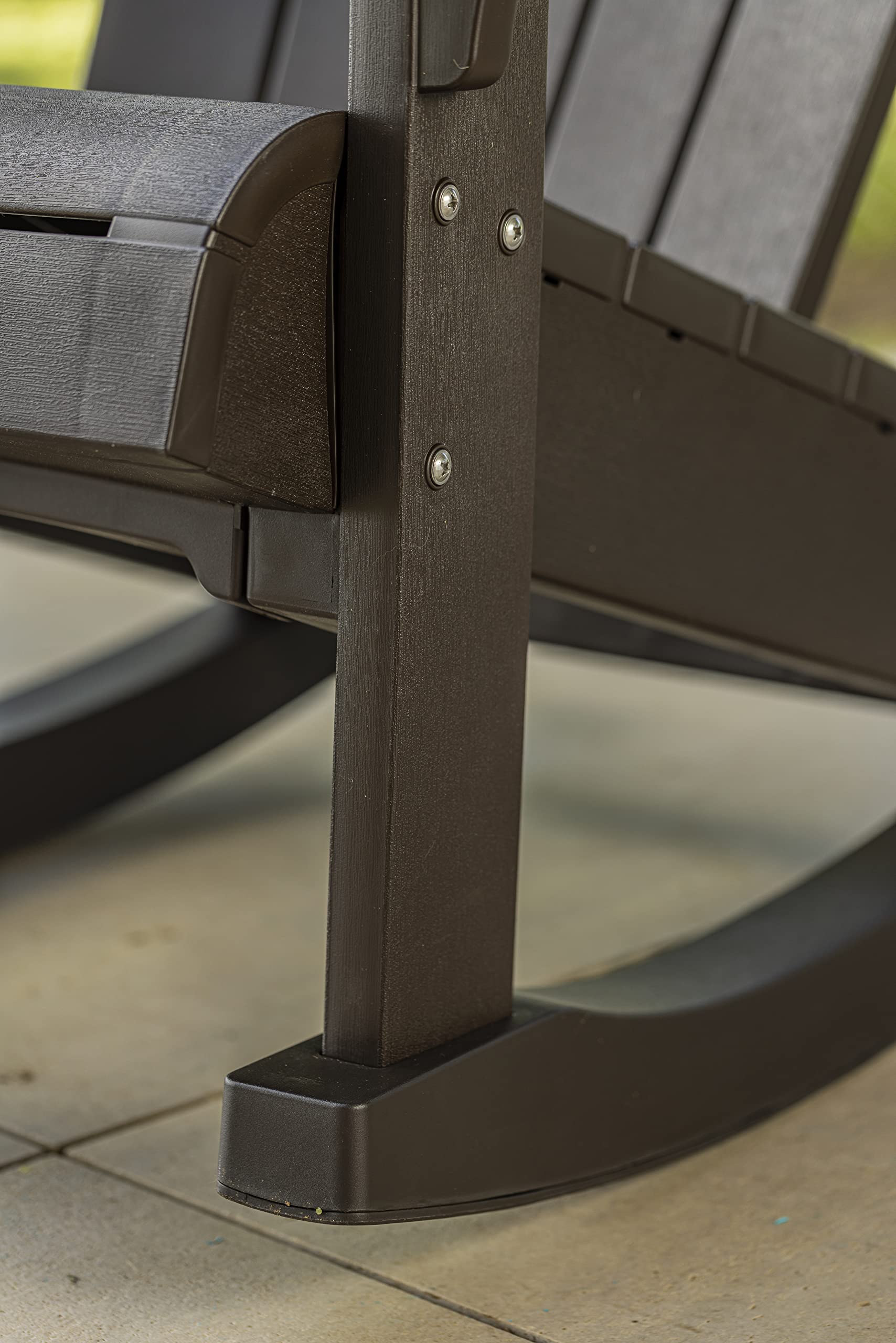 Keter Adirondack Rocker Resin Outdoor Patio Chair - Weather-Resistant Durable Plastic Furniture for Porch, Poolside, Garden & Fire Pit Seating - Comfortable Dark Grey Lounge Chair for Relaxing Outdoors