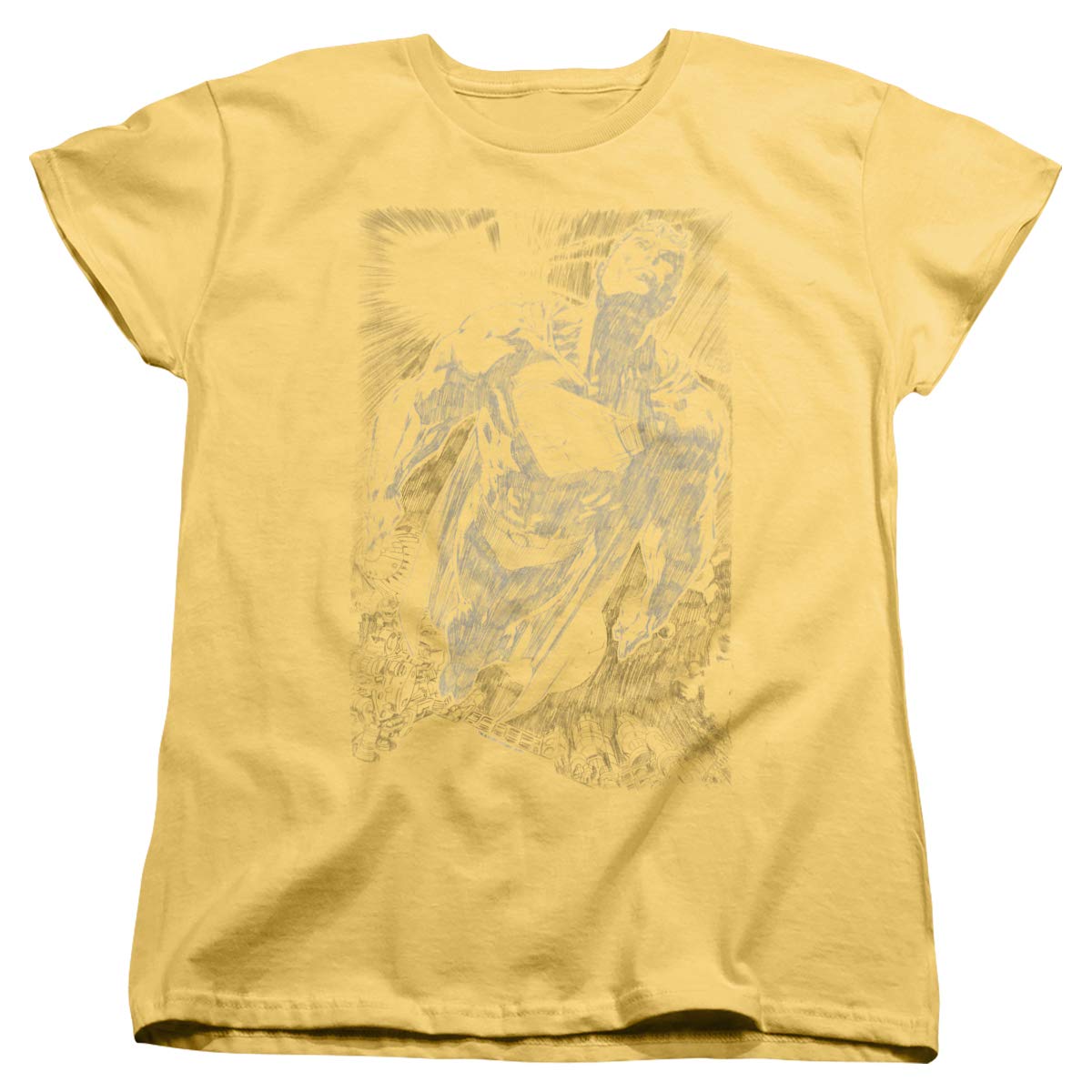 Superman Exploding Space Sketch Women's T-Shirt - Graphic Tee for Comic Fans, Casual Wear & Cosplay - Perfect for Daily Outfits, Gifts & Superhero-Themed Events