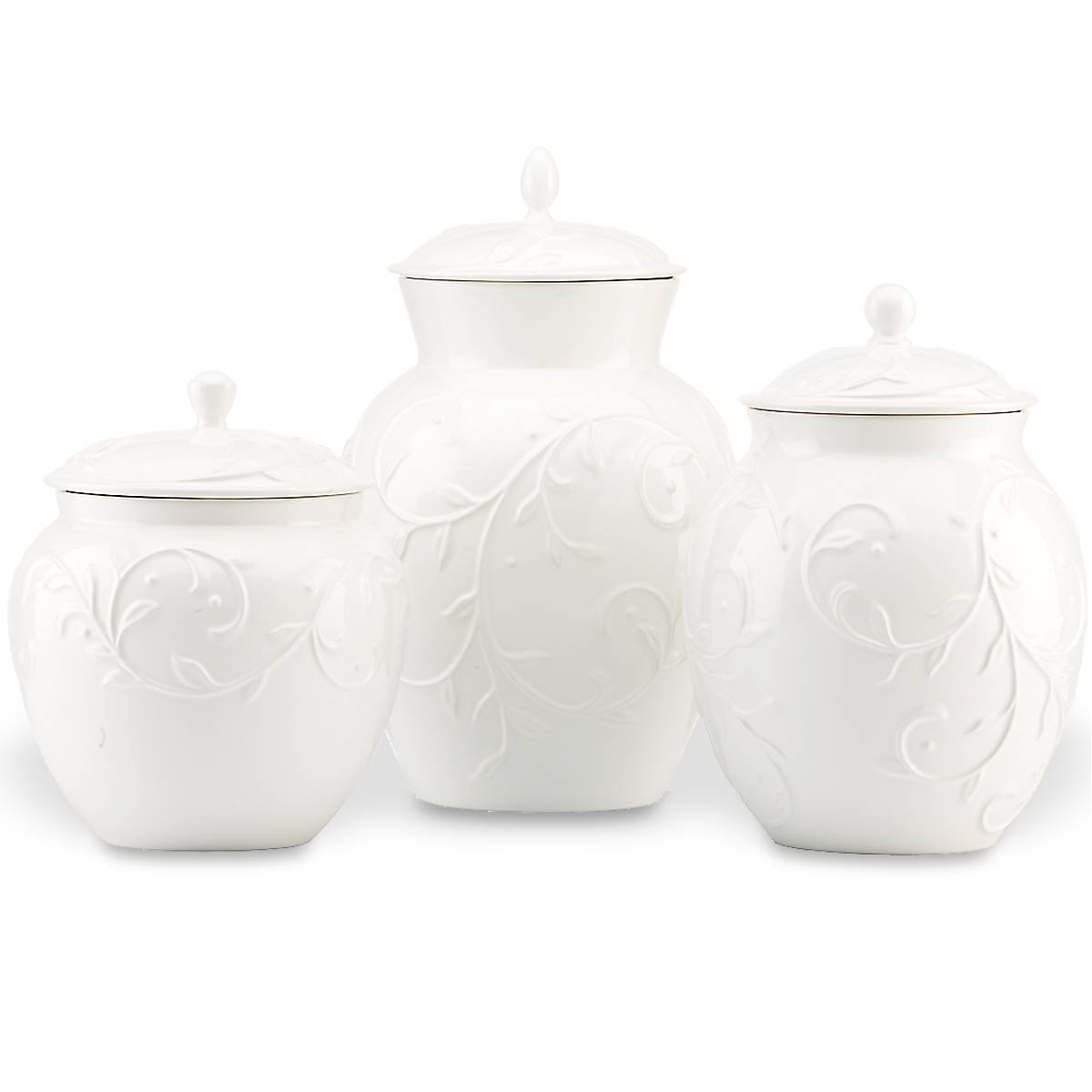 Opal Innocence Carved 3-Piece Canister Set - Elegant Kitchen Storage for Sugar, Coffee & Tea - Perfect for Home Organization & Countertop Display