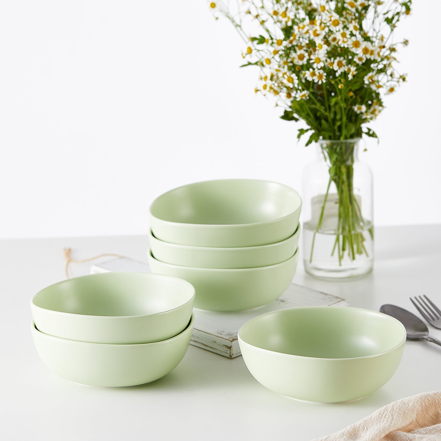 Delilah Porcelain Bowl Set - 6-Piece Dinnerware Set for Soup, Salad & Dessert | Elegant & Durable for Everyday Use & Entertaining