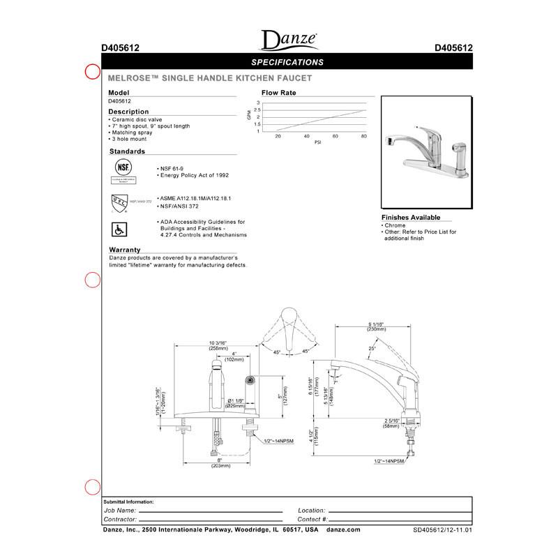 Danze Melrose Stainless Steel Single Handle Pull-Down Kitchen Faucet with Deck Plate and Sprayer - Perfect for Modern Farmhouse & Commercial Style Kitchens