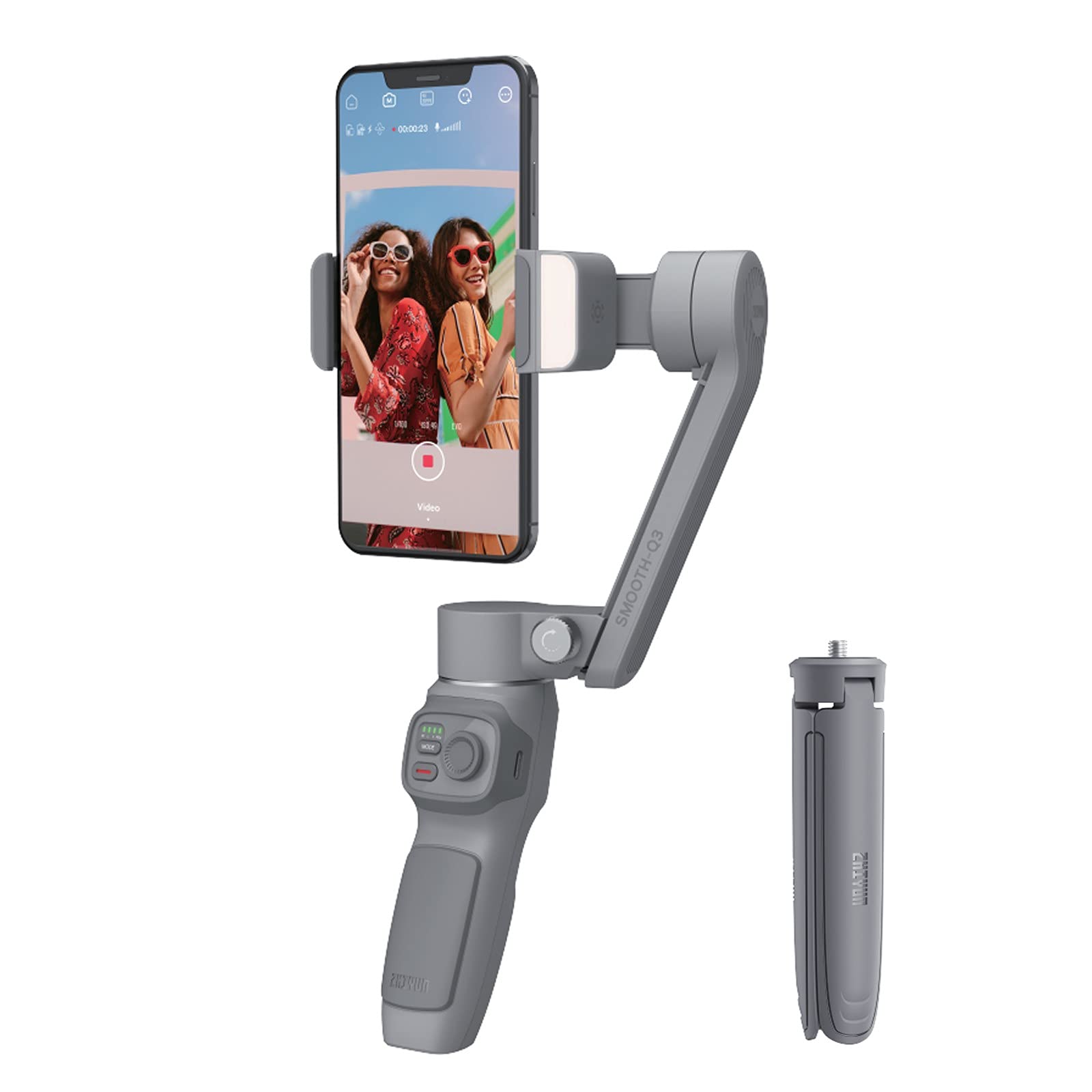 **Zhiyun Smooth-Q3 3-Axis Smartphone Gimbal Stabilizer for iPhone & Android - Handheld Stabilizer with Tripod, LED Fill Light, Face/Object Tracking - Perfect for TikTok, YouTube, Vlogging & Live Streaming**