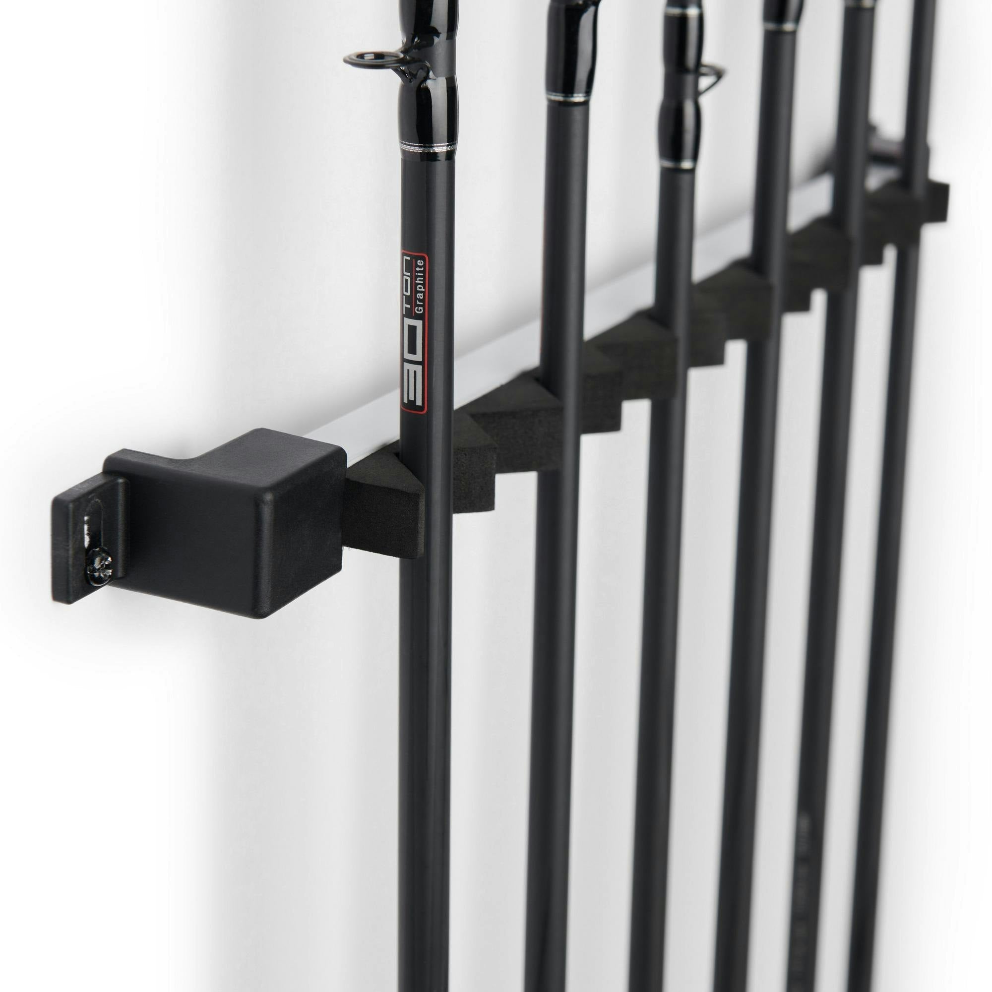 Abu Garcia Vertical 11 Fishing Rod Holder - Wall Mounted Rod Storage Organizer for Fishing Rods & Poles - Perfect for Garage, Boat, or Tackle Shop Organization