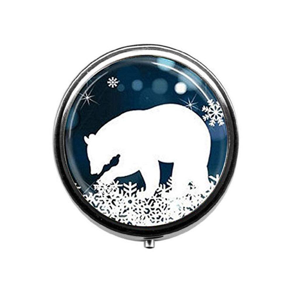 Polar Bear Pill Box Christmas Candy Box - Blue & White Snowflake Jewelry Box for Women - Perfect for Holiday Gifts, Medication Storage & Fashion Accessories