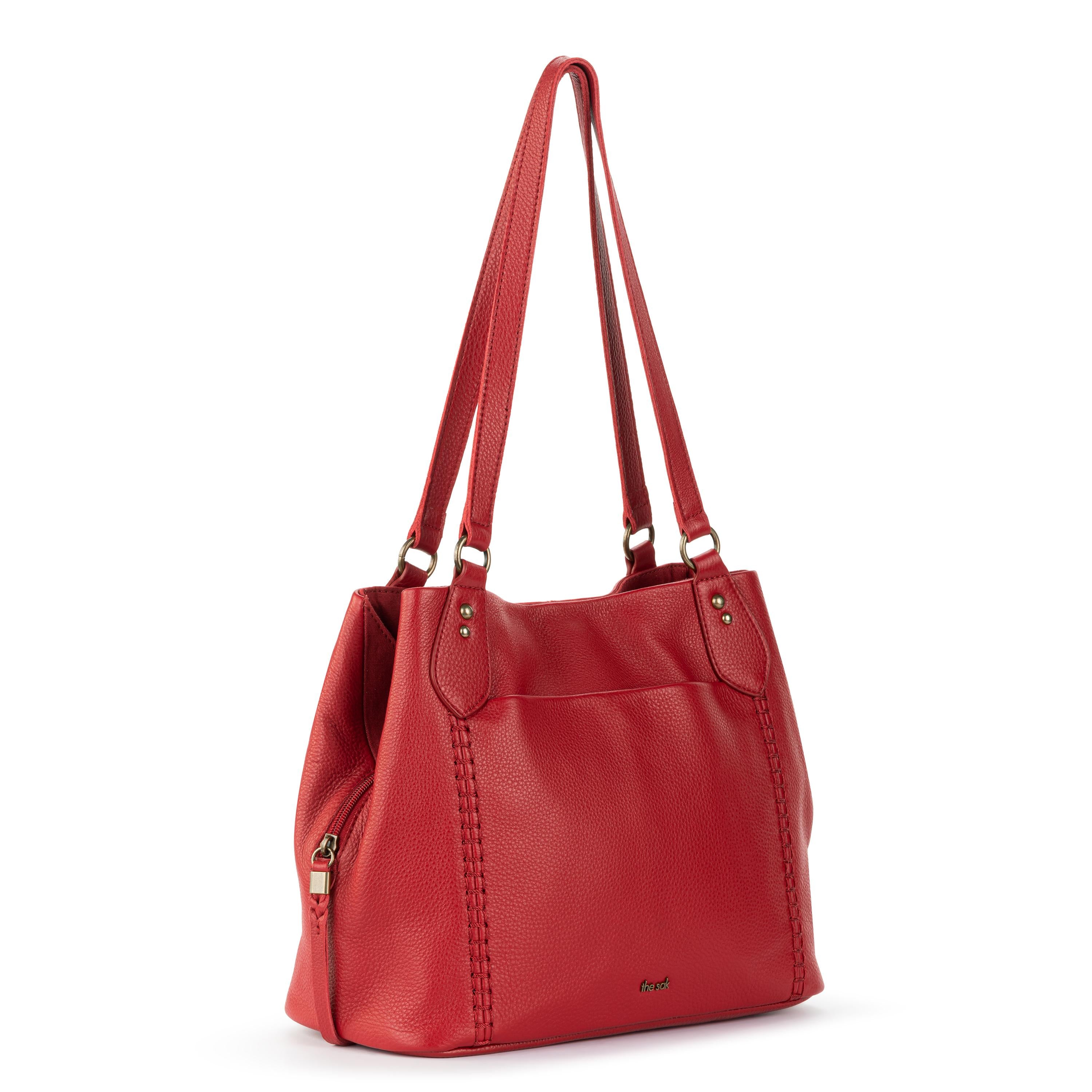 Melrose Satchel Genuine Leather Handbag in Scarlet Red - Perfect for Work, Travel & Everyday Use