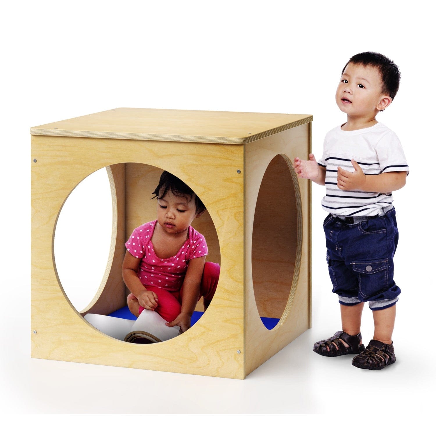 Whitney Brothers Blue Toddler Playhouse Cube Floor Mat - Non-Slip, Washable Play Mat for Kids' Indoor & Outdoor Activities - Perfect for Playrooms, Daycares, and Backyard Fun