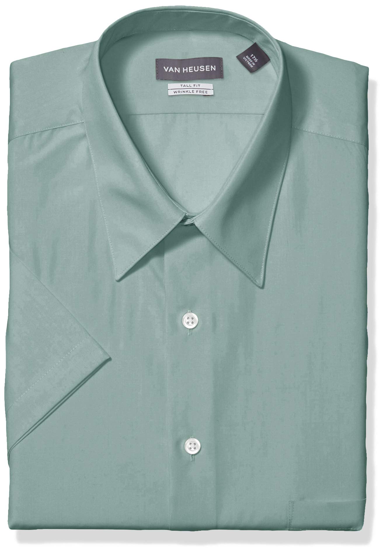 Van Heusen Men's Big & Tall Short Sleeve Dress Shirt - Premium Poplin Solid Color Formal Shirt for Office, Business & Special Occasions