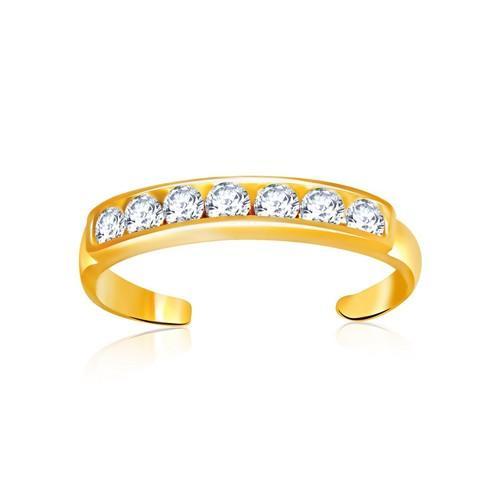 14K Yellow Gold Pave Set Cubic Zirconia Toe Ring for Women - Elegant Foot Jewelry for Beach, Sandals & Summer Outfits