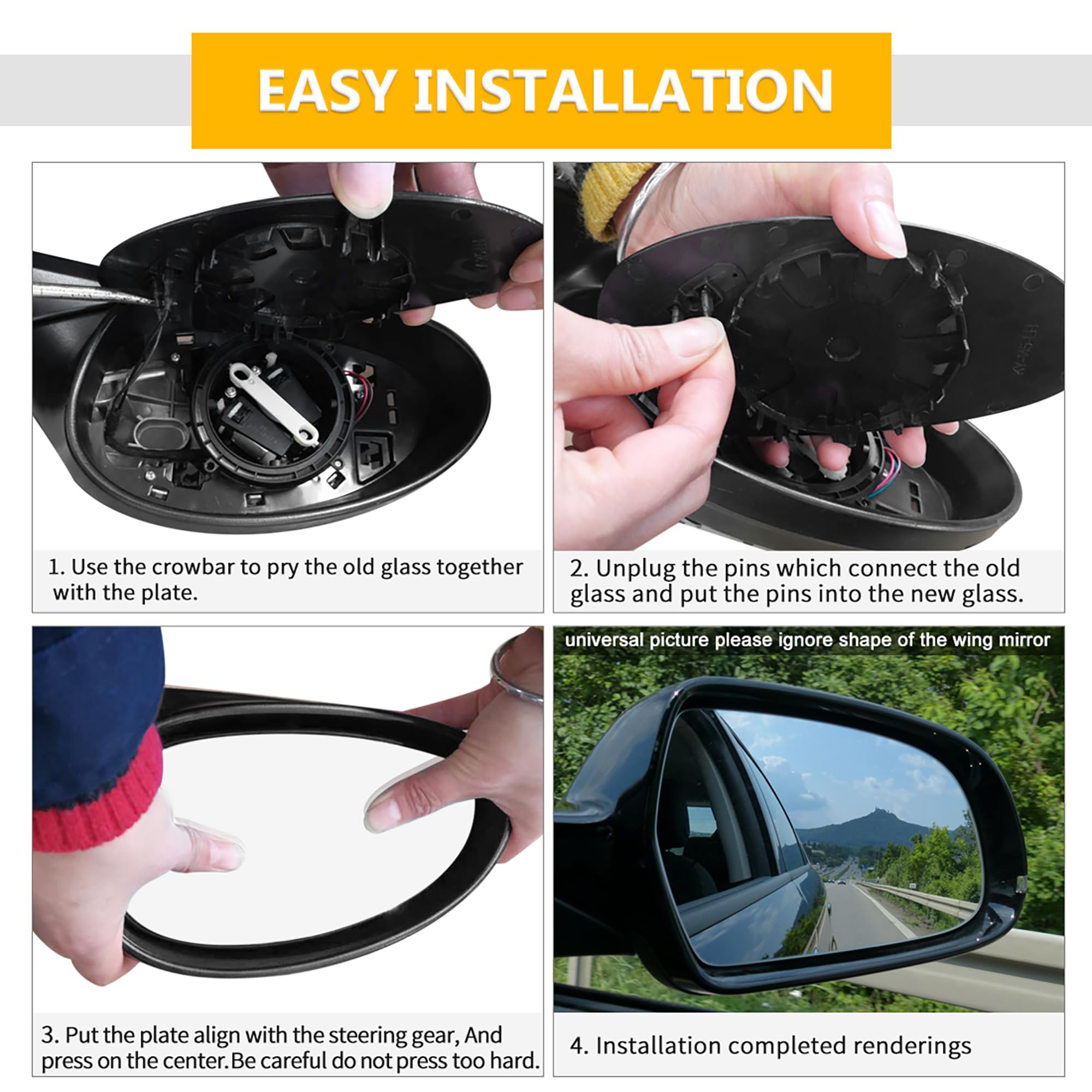X AUTOHAUX Heated Rear View Mirror Glass with Backing Plate - Passenger Side Right for Land Rover Range Rover - Perfect for Winter Driving & Enhanced Visibility