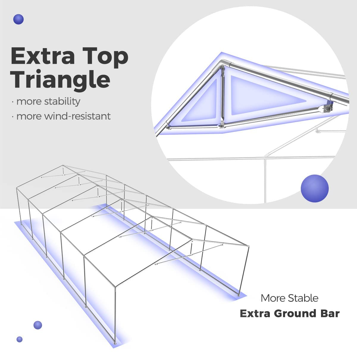 16' x 32' Heavy Duty Party Tent - Waterproof Outdoor Canopy with Sturdy Frame for Weddings, BBQs & Events - Stripe Blue & White Design - Perfect for Backyard Parties, Camping & Commercial Use