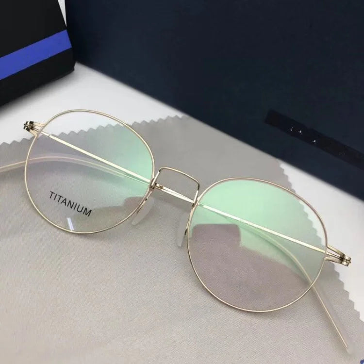 Unisex Full Rim Round Screwless Titanium Eyeglasses 9893 - Lightweight & Durable Titanium Frame for Men & Women - Perfect for Reading, Work & Everyday Wear