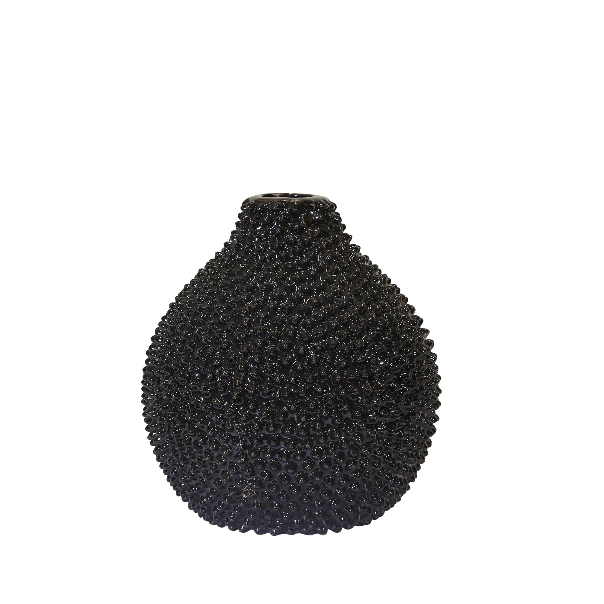 Kingston Living 8 Inch Black Spiked Bottle Shaped Vase - Modern Home Decor for Centerpieces, Wedding Table Decorations & Gothic Interior Design