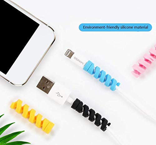 20-Pack Spiral Cable Protectors - Durable Charger Cord Organizer & Wire Management Sleeves for iPhone, Android, Laptop, Computer & All Devices - Perfect for Home, Office & Travel Organization