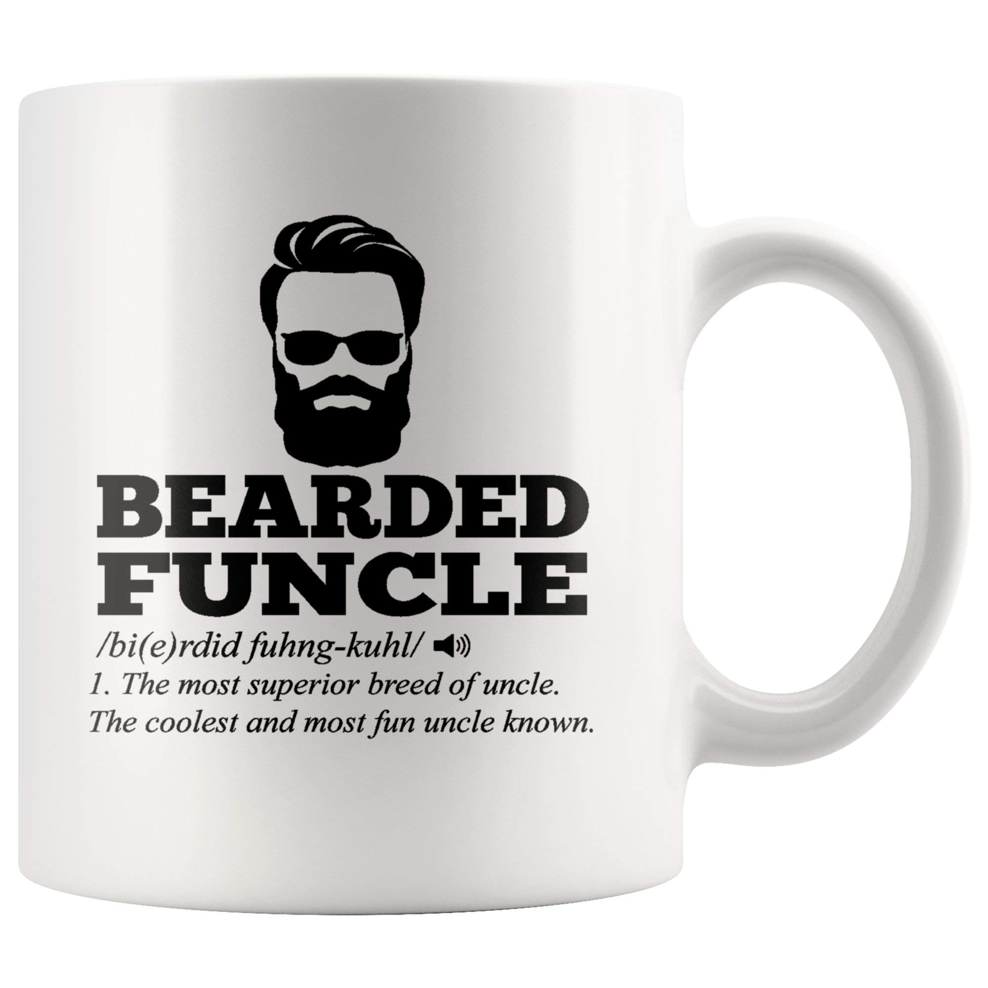 Funny Bearded Uncle Coffee Mug - 11oz Ceramic Gift Mug for Dad, Grandpa & Funcle - Perfect for Father's Day, Birthday & Office Humor