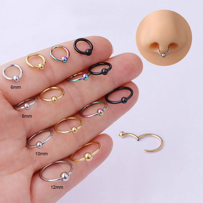 16G Surgical Steel Ball Hinged Septum Clicker Hoop Rings - Body Jewelry for Nose, Lip, Ear Piercing | Hypoallergenic & Comfortable for Daily Wear | HSPJ704