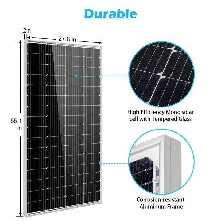 200W Monocrystalline Solar Panel - High Efficiency Solar Power for Home, RV, Boat & Off-Grid Use