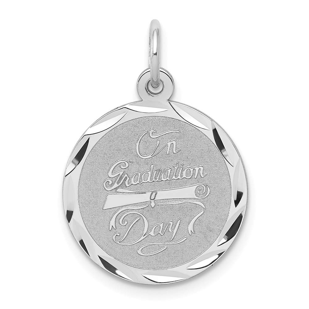 925 Sterling Silver Rhodium-Plated Graduation Day Disc Charm Pendant - Perfect Gift for Graduates, Students & Teachers - Ideal for Necklaces, Bracelets & Keepsake Jewelry