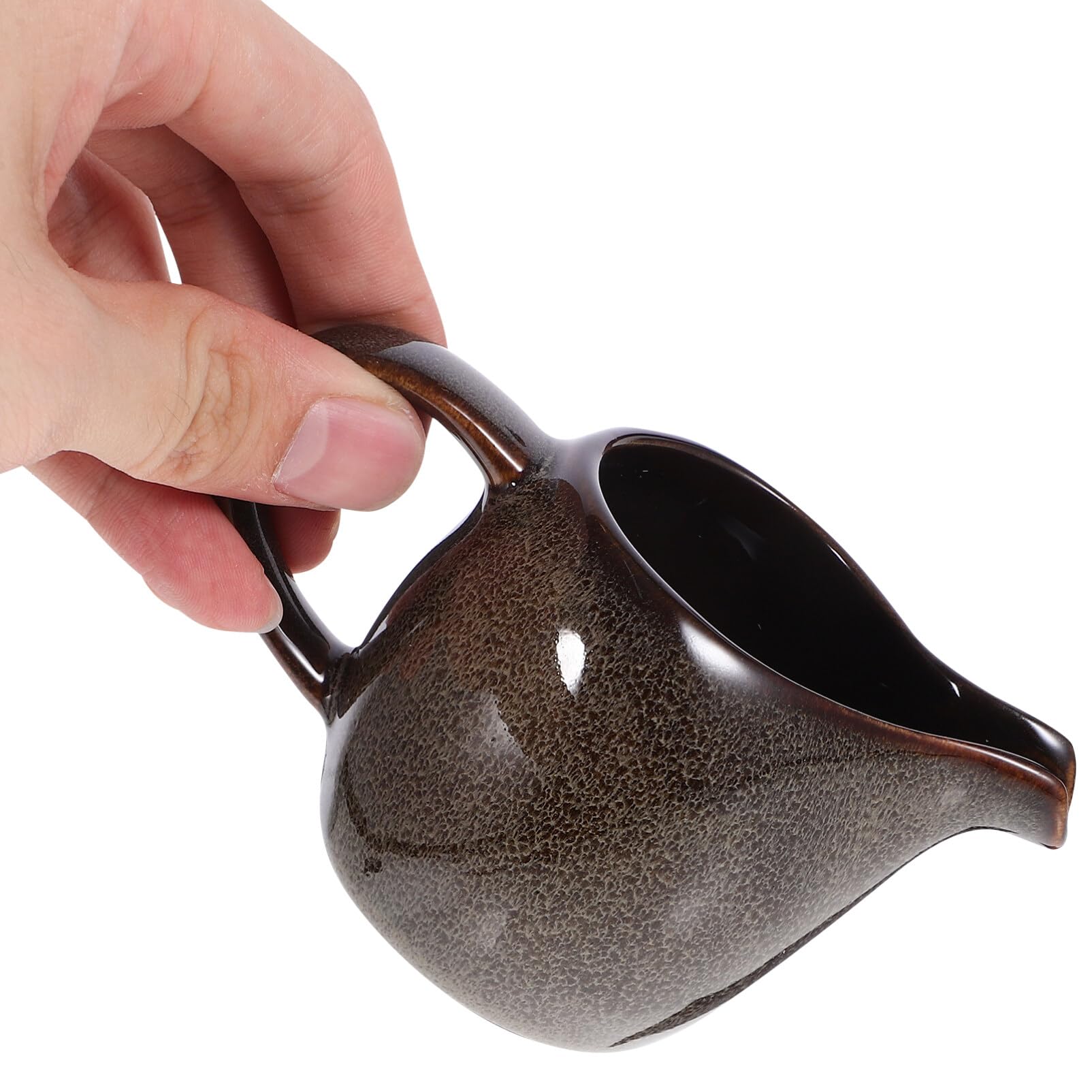 Kichvoe Mini Ceramic Creamer with Handle - Small Coffee & Milk Pitcher, Sauce & Salad Dressing Container - Perfect for Coffee Shops, Restaurants & Home Use - Grey