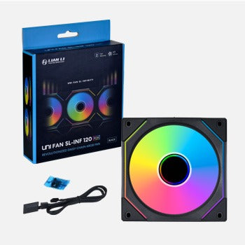 Lian Li UNI FAN Infinity SL INF120 Single Black - 120mm RGB PC Case Fan with Mirror Effect & Addressable LED - Perfect for Gaming PC Builds and Custom Cooling Setups