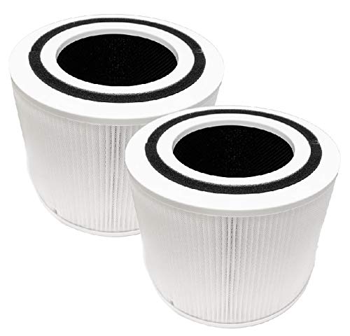 Nispira 3-in-1 True HEPA Activated Carbon Replacement Filters for LEVOIT Core 300 Air Purifier - 2 Pack - Compatible with 300-RF - Eliminates Dust, Pollen, Pet Dander & Odors - Perfect for Bedrooms, Living Rooms & Offices