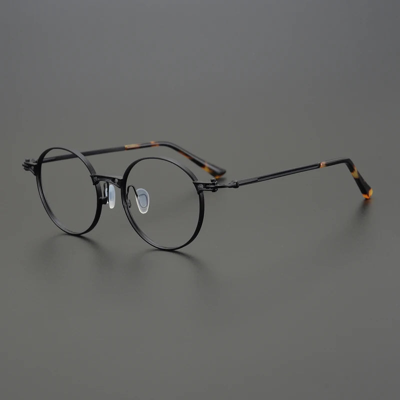 Stylish Black Unisex Full Rim Round Titanium Eyeglasses Frame 55891 - Perfect for Reading, Work & Fashion Accessories