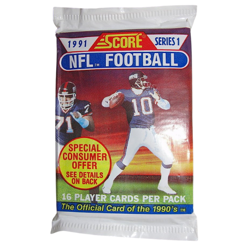 1991 Score Series 1 Unopened Football Trading Cards Pack - Vintage NFL Collectibles for Sports Memorabilia Fans & Card Collectors - Perfect for Display, Trading, and Investment