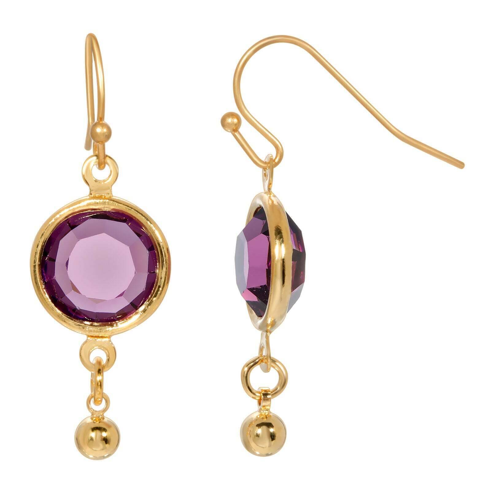 1928 Jewelry Amethyst Austrian Crystal Drop Earrings for Women - Elegant Dangle Earrings for Party, Wedding & Evening Wear