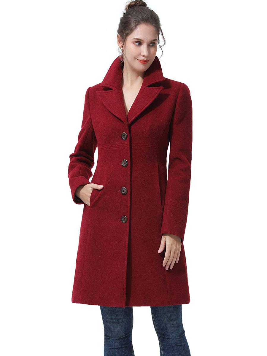 BGSD Women's Rose Wool Walking Coat - Regular, Plus Size & Petite Options - Warm Winter Outerwear for Walking, Travel & Everyday Wear