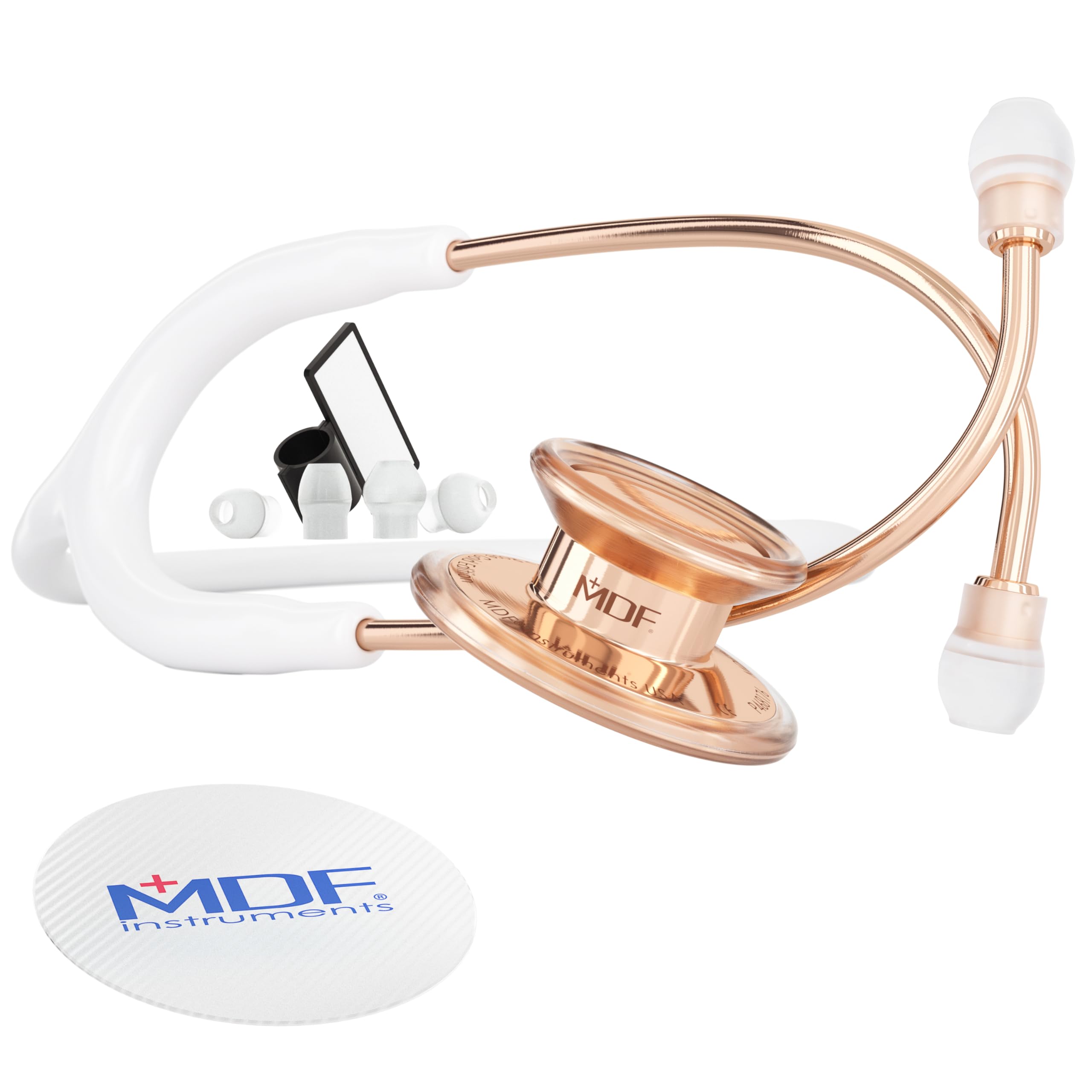 Premium MDF777RG29 RoseGold Stethoscope for Adults - Stainless Steel Chestpiece, White Tube & Headset - Ideal for Doctors, Nurses & Medical Professionals