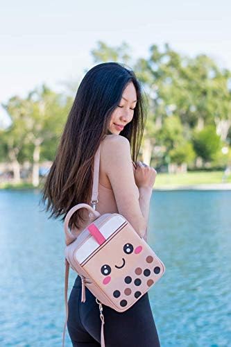 Premium Boba Faux-Leather Backpack for Women - Convertible Crossbody Bag & Shoulder Purse in Tan - Stylish & Durable for Work, Travel & College Campus Use