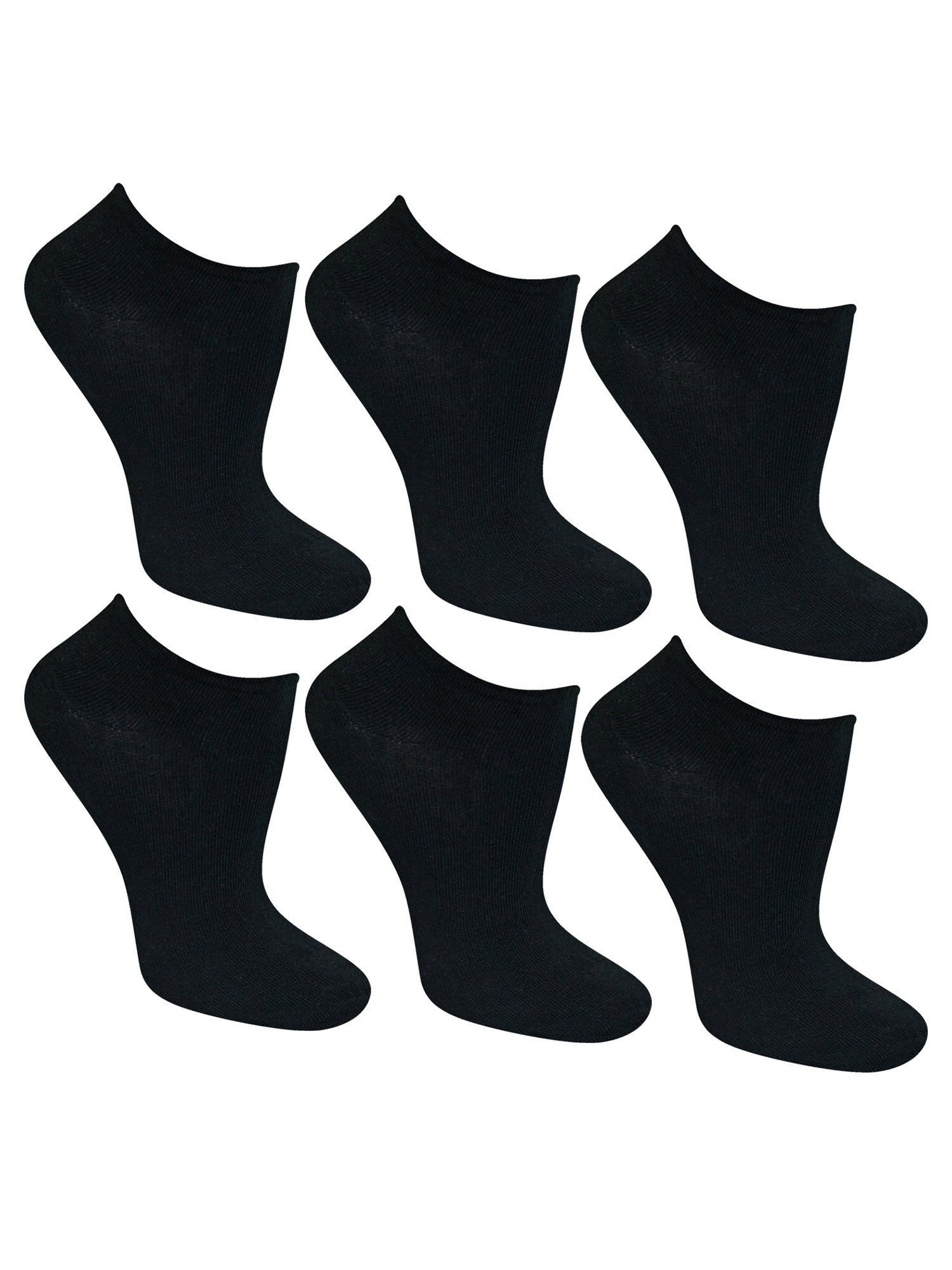 6-Pack Black Women's Ankle Socks - Soft Breathable Cotton Socks for Running, Yoga & Everyday Wear