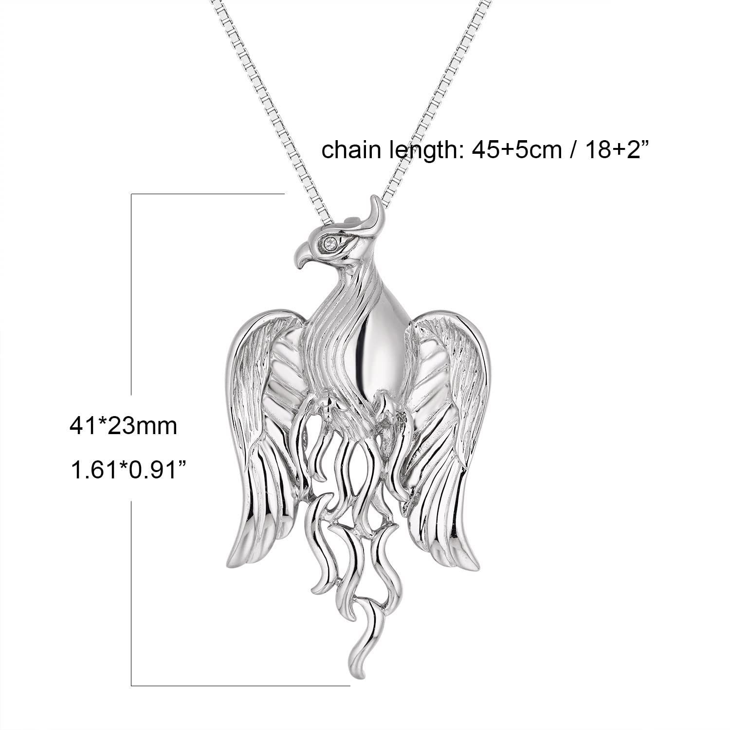 925 Sterling Silver Phoenix Necklace for Women - Elegant Rising Firebird Pendant Jewelry, Perfect for Gifts, Parties, and Everyday Wear
