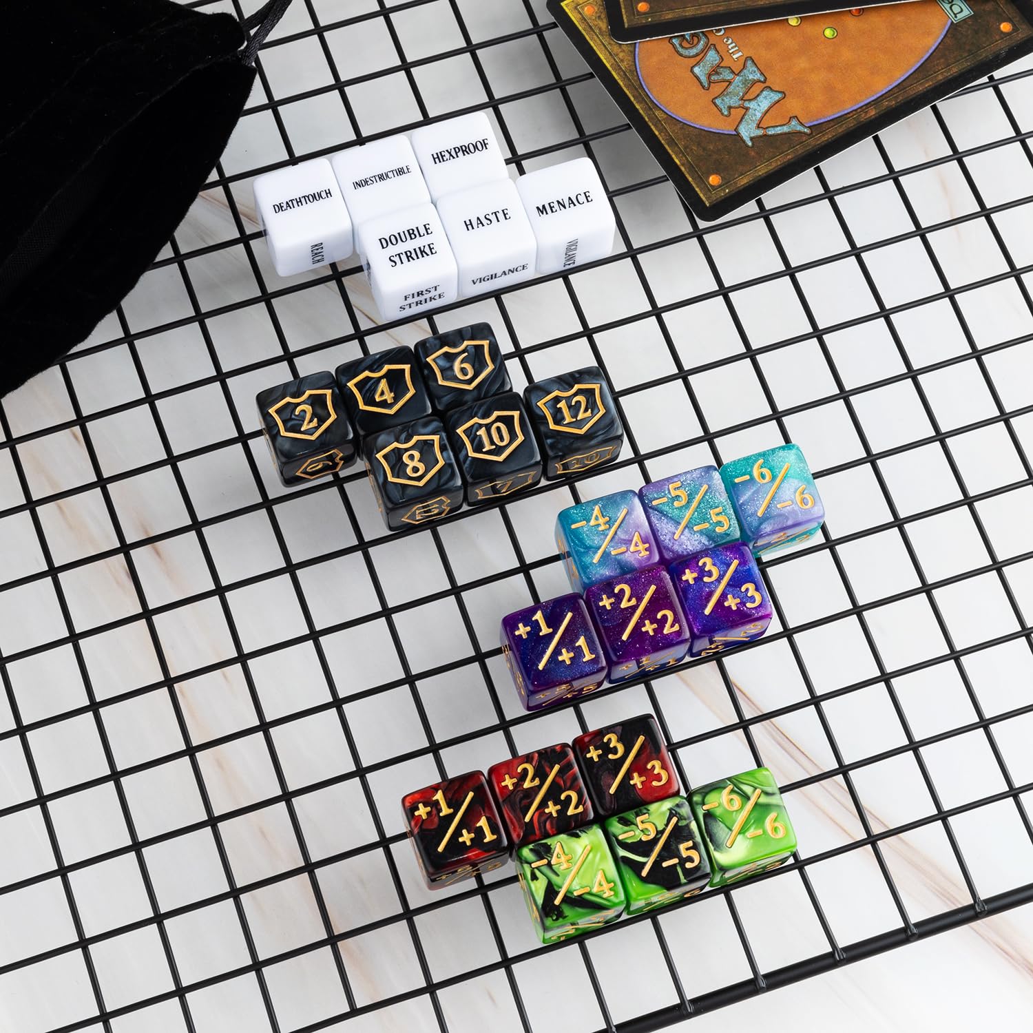 63-Piece MTG Dice Counters Bulk Set - Ability Keywords, Tokens, Shield & Life Counters - 6-Sided Dice for Magic The Gathering, TCG & Card Games | Perfect for Tournaments, Casual Play & Strategy Sessions