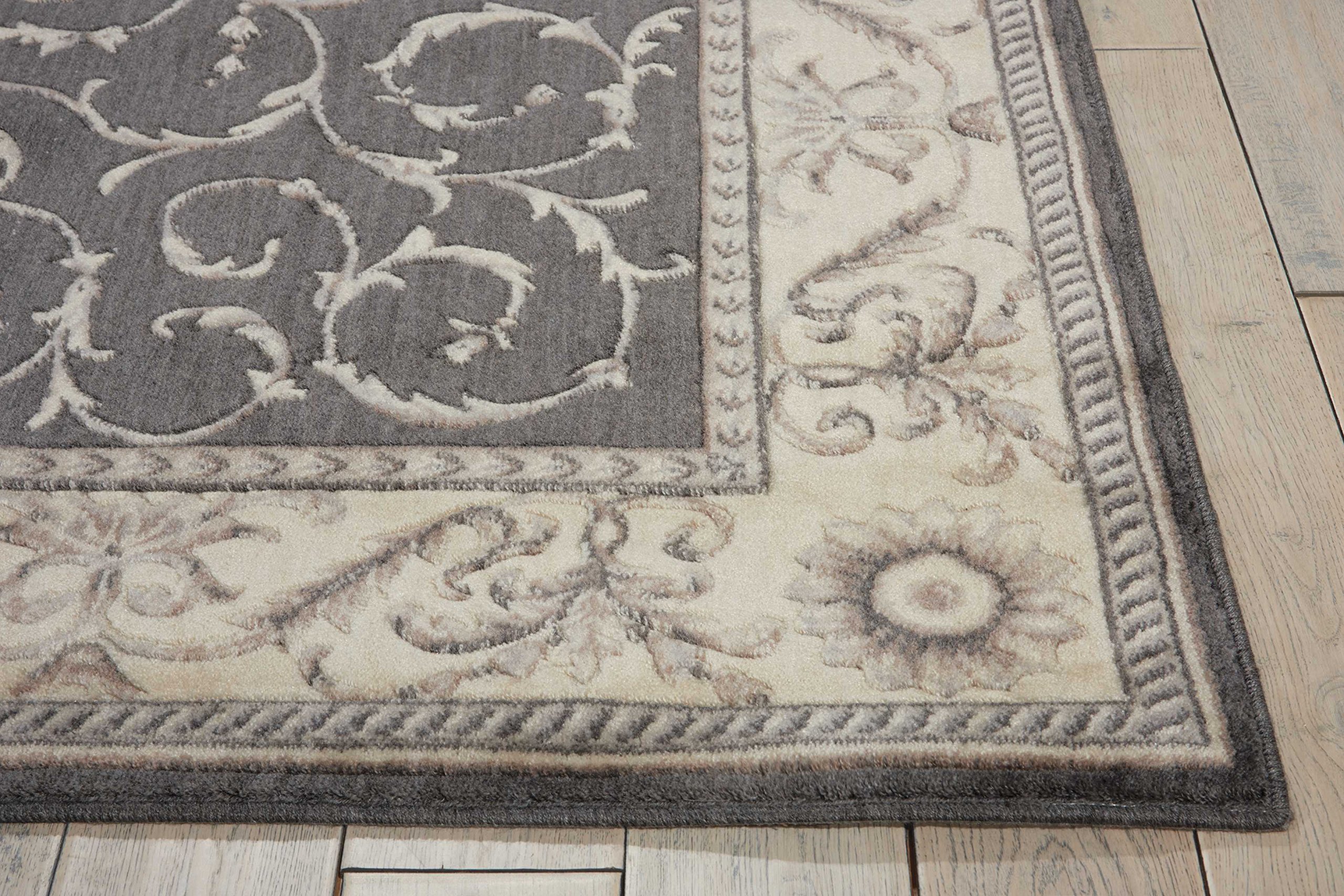 Nourison Somerset Traditional Charcoal 8x11 Area Rug - Non-Shedding, Easy to Clean, Soft & Durable - Perfect for Living Room, Bedroom, Dining Room & Kitchen Decor