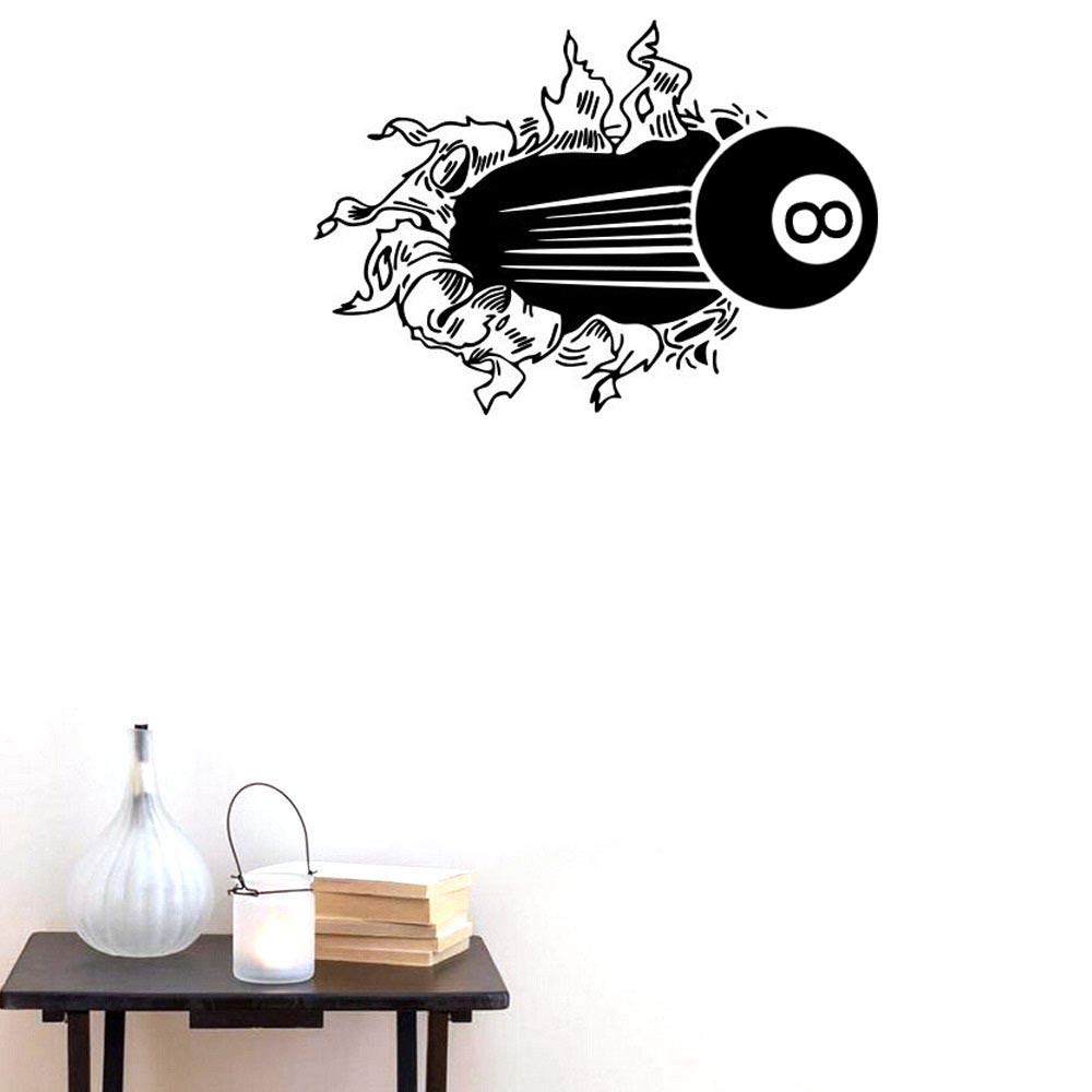 BIBITIME Black 8 Billiard Ball Wall Decal Sticker - 15.74x22.44 Inches Pool Room Decor for Living Room, Game Room, Bedroom, Kids Room & Nursery - Perfect for Sports Fans and Billiards Lovers