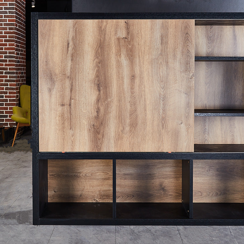 DAXTON 2.4M Display Unit - Warm Oak & Black Finish for Retail Stores, Boutiques & Home Decor