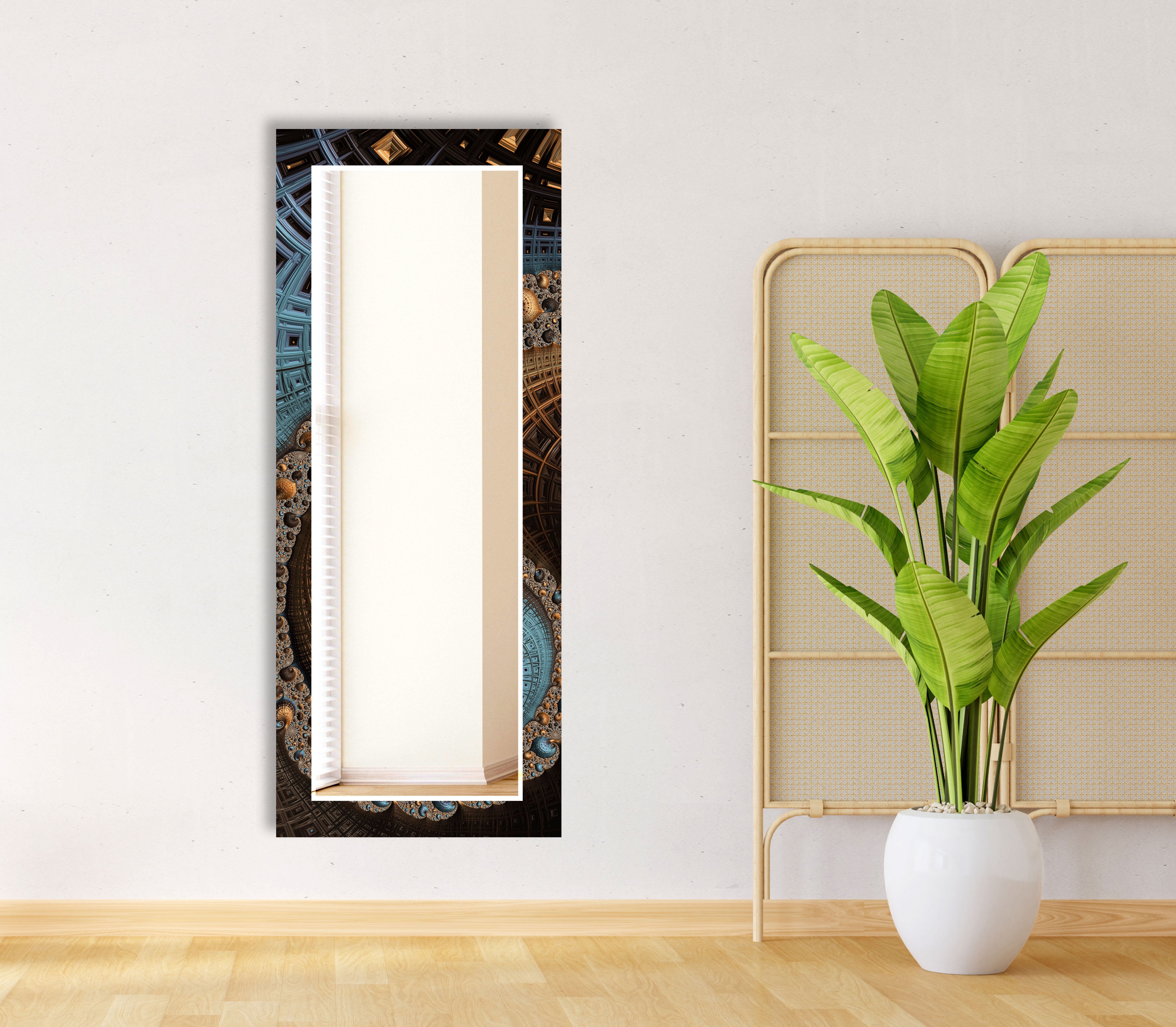 Modern Geometric Mandala Glass Wall Mirror - Handcrafted Architectural Accent Decor for Living Room, Bedroom, or Meditation Space