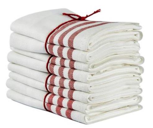 Premium 2-Pack Linen Kitchen Towels 50x70 cm, Beige/Red Striped - Absorbent & Durable for Cooking, Cleaning & Decor
