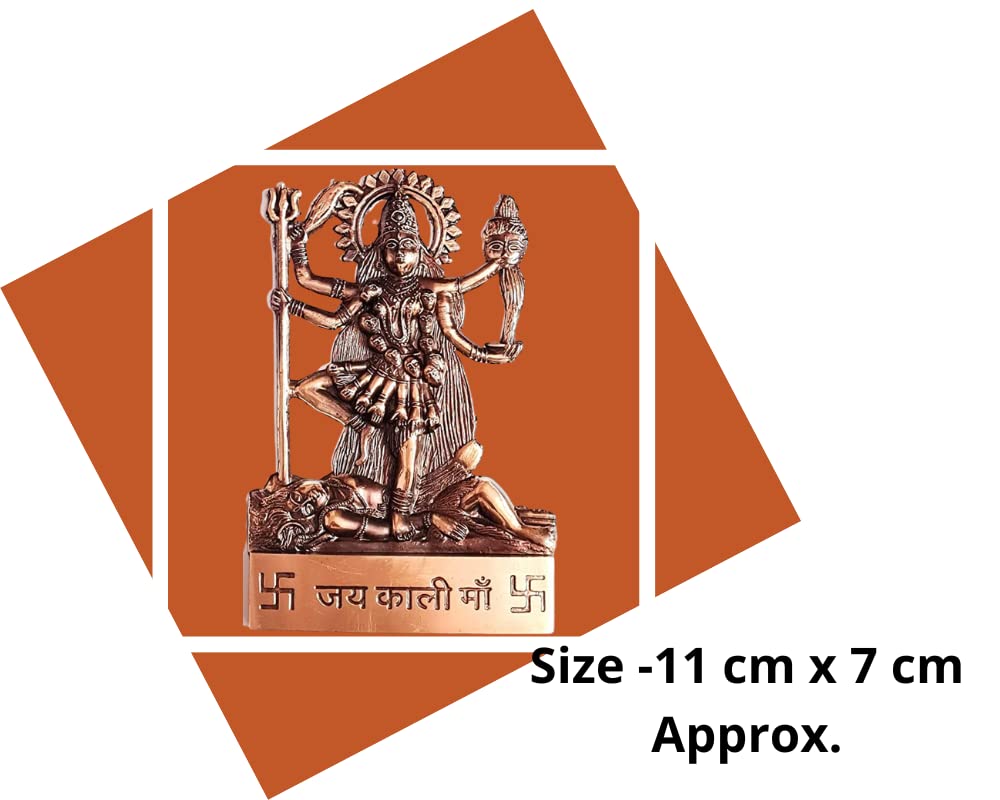 Handmade Kali Goddess Statue Standing on Shiv - Spiritual Mix Metal Sculpture for Home Altar, Meditation & Hindu Devotional Decor