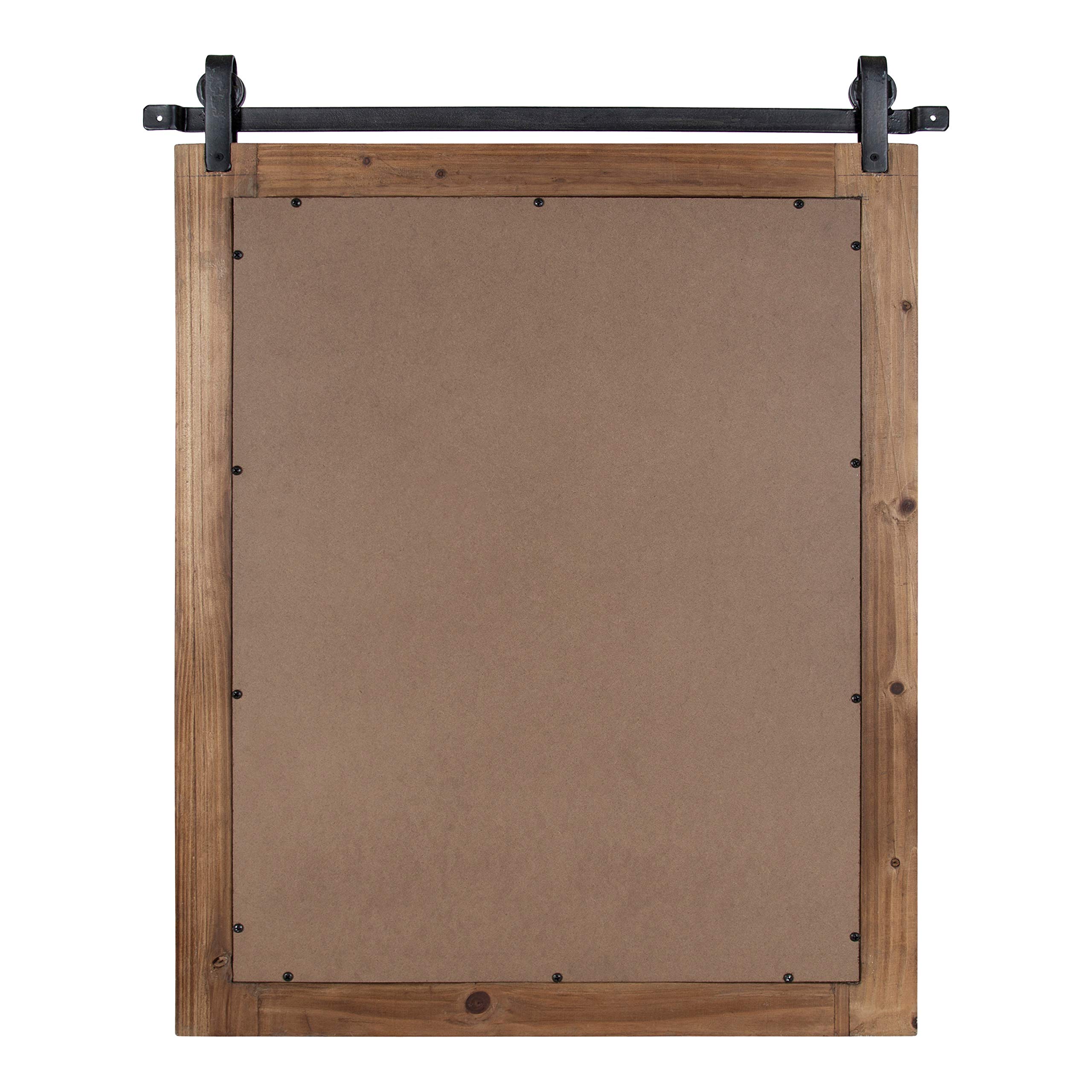 Kate and Laurel Cates 22x30 Inch Rustic Brown Wall Mirror - Farmhouse Barn Door Design for Living Room, Bedroom & Entryway Decor