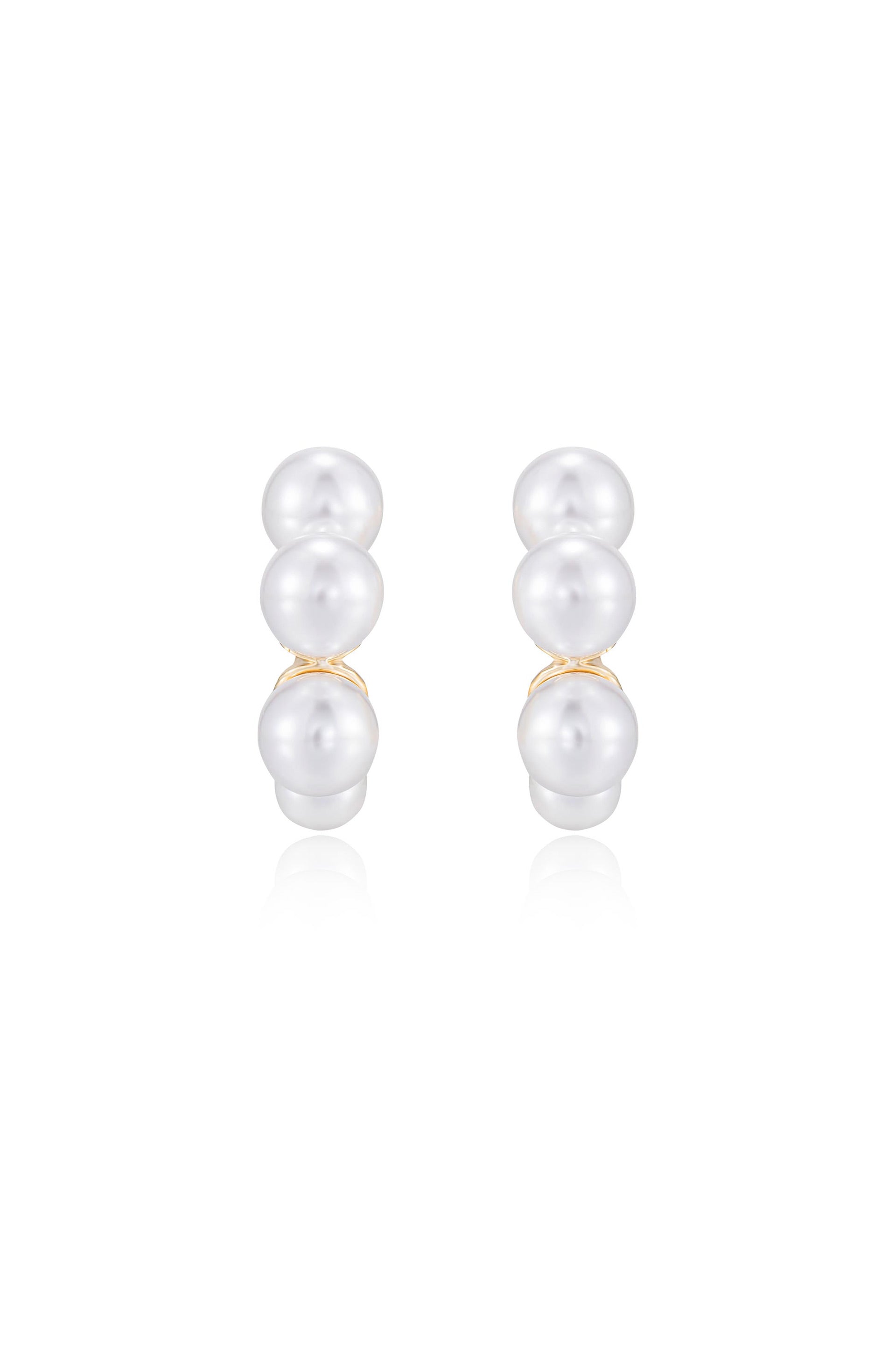 Five Pearls Hoop Earrings - Elegant Dangle Earrings for Women, 925 Sterling Silver Pearl Jewelry | Perfect for Weddings, Parties & Everyday Wear