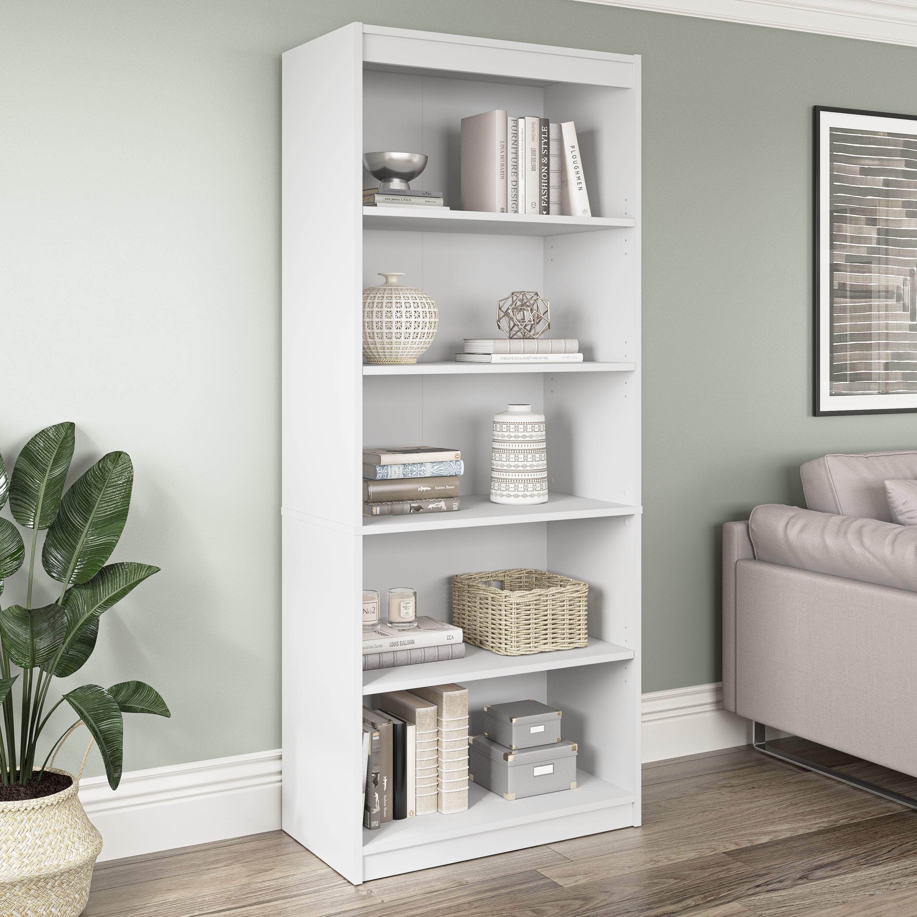 Universal 30W Standard 5-Shelf Bookcase - 4 Color Options for Home, Office & Dorm Room Organization