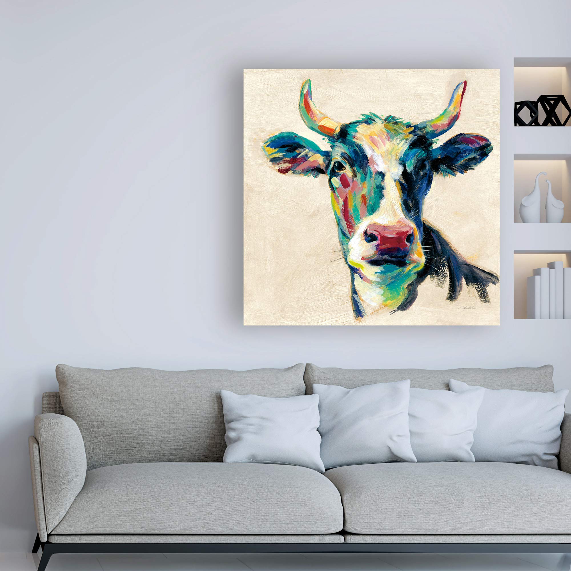 Silvia Vassileva Expressionistic Cow II Art Print - 18x18 Inch Modern Wall Decor for Living Room, Bedroom & Office