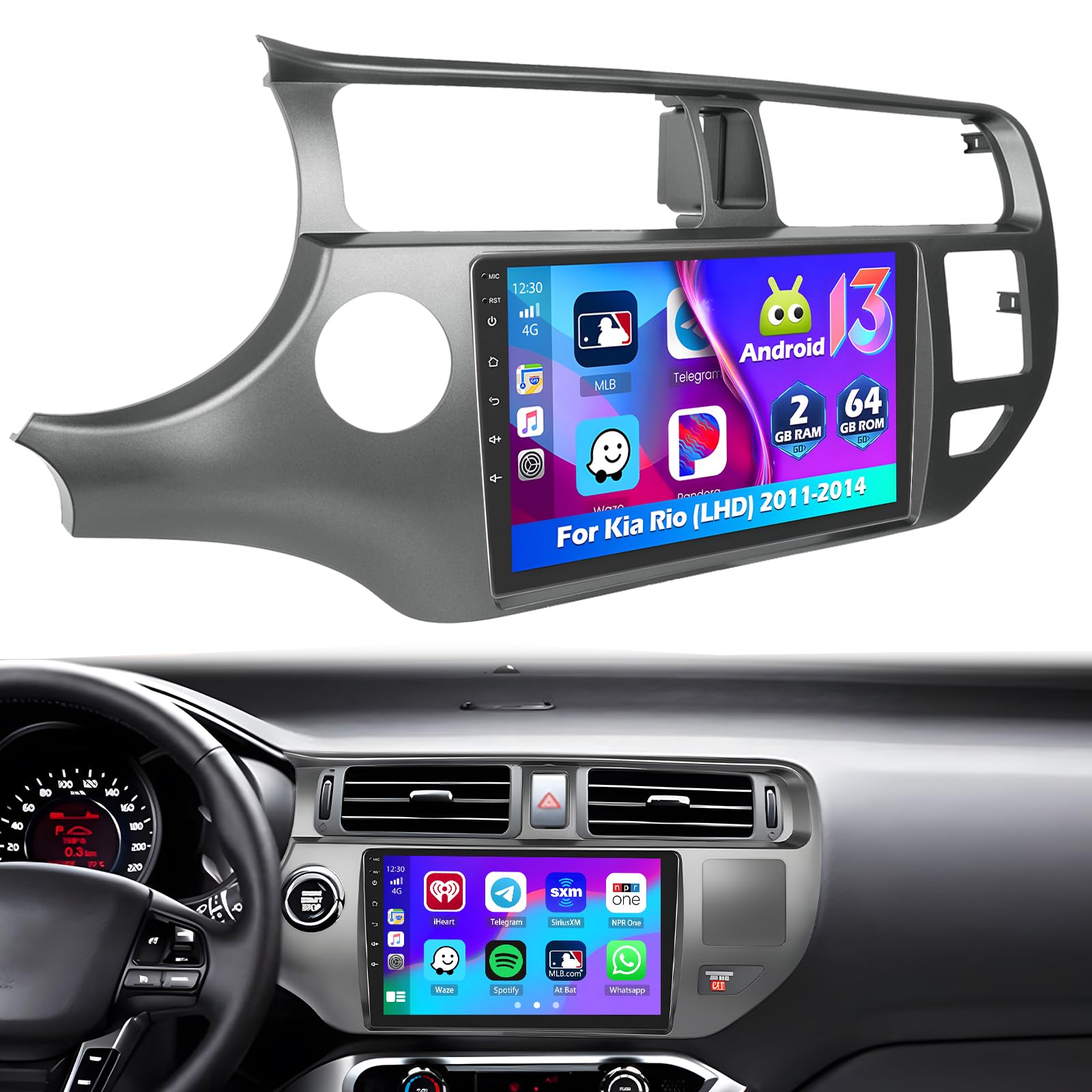 2+64GB Android 13 Car Stereo for Kia Rio Pride UB 2011-2014 | 9